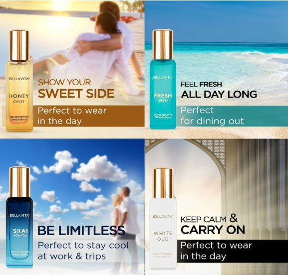 Bella Vita Luxury Long Lasting Unisex Perfume Gift Set | 4x20ml
