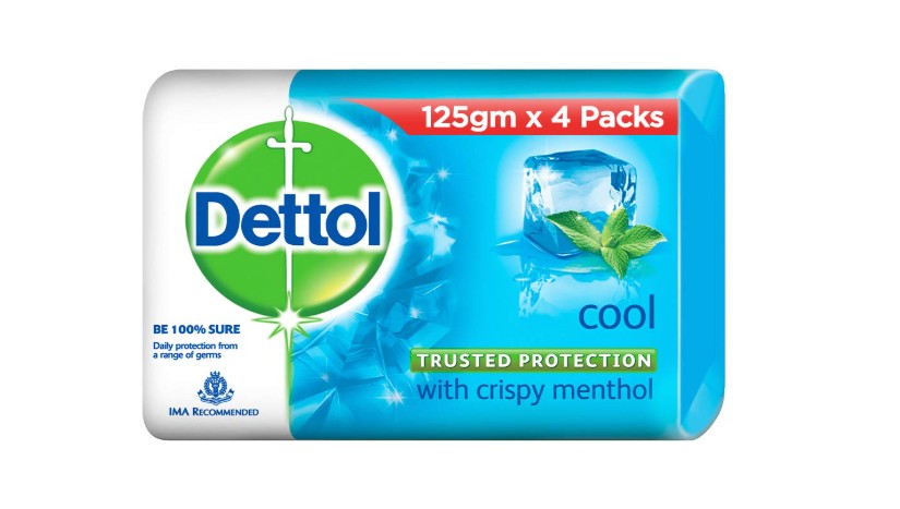 Dettol Cool Germ Protection Bathing Soap bar, 125gm (Pack of 4)