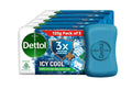 Dettol Icy Cool Bathing Soap Bar With 3x intense cooling (625gm), 125gm - Pack of 5