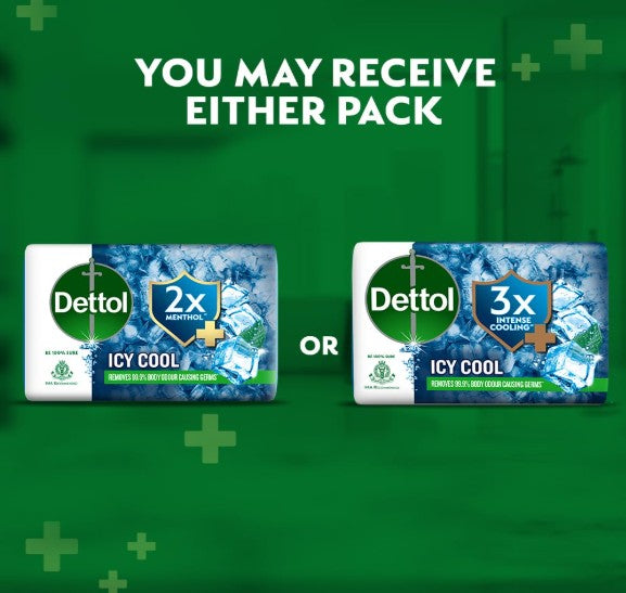 Dettol Icy Cool Bathing Soap Bar With 3x intense cooling (625gm), 125gm - Pack of 5