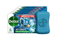 Dettol Icy Cool Bathing Soap Bar With 3x intense cooling (750gm), 150gm - Pack of 5
