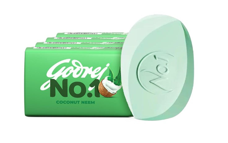 Godrej No. 1 Bathing Soap Coconut & Neem Pack of 4 (150g each)
