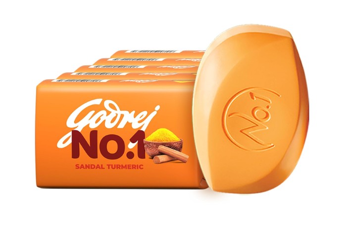 Godrej No.1 Bathing Soap, Sandal & Turmeric, 100g (Pack of 5)