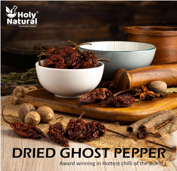 Holy Natural Bhut Jolokia Chilli Whole - 71 gm | Ghost Pepper Pod