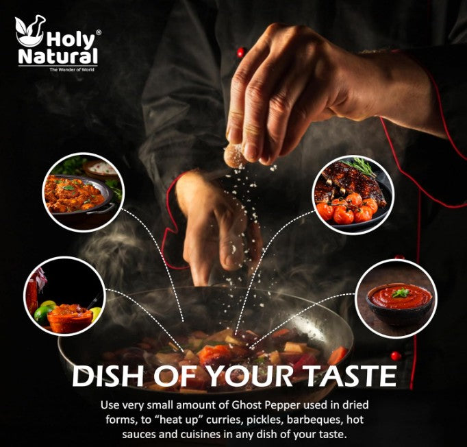 Holy Natural Bhut Jolokia Chilli Whole - 71 gm | Ghost Pepper Pod