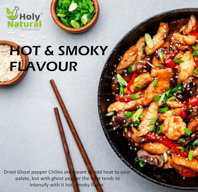 Holy Natural Bhut Jolokia Chilli Whole - 71 gm | Ghost Pepper Pod