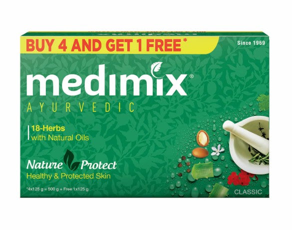 Medimix Ayurvedic Classic 18 Herbs Soap, 125 g (4 + 1 presents Pack)