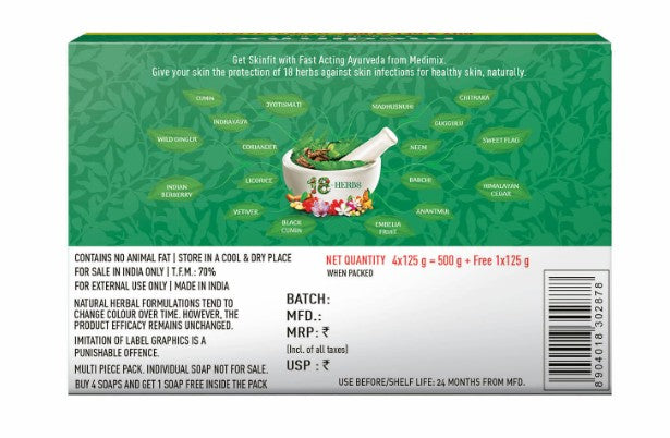 Medimix Ayurvedic Classic 18 Herbs Soap, 125 g (4 + 1 presents Pack)