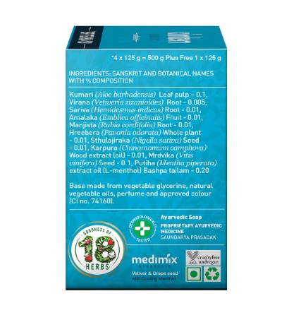 Medimix Ayurvedic Cool Bathing Soap 125Gm (Buy 4 And Get 1 Extra Combo Pack)