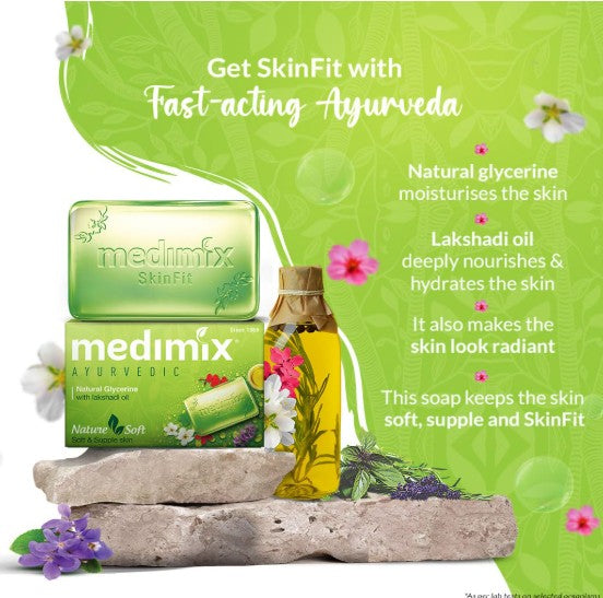 Medimix Ayurvedic Natural Glycerine Bathing Soap  125G (Buy 4 Get 1 Extra Combo Pack)
