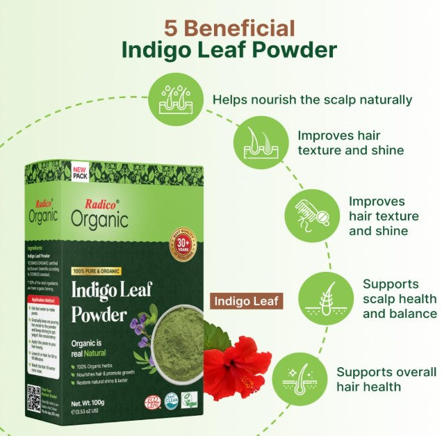 Radico Organic Indigo Leaf Powder Hair Color 100g