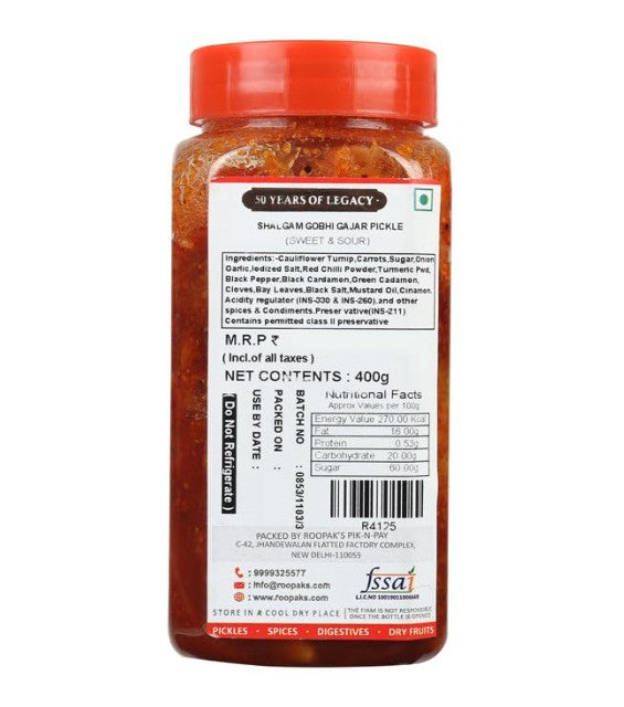 Roopak Shalgam Gobhi Gajar Pickle 400g
